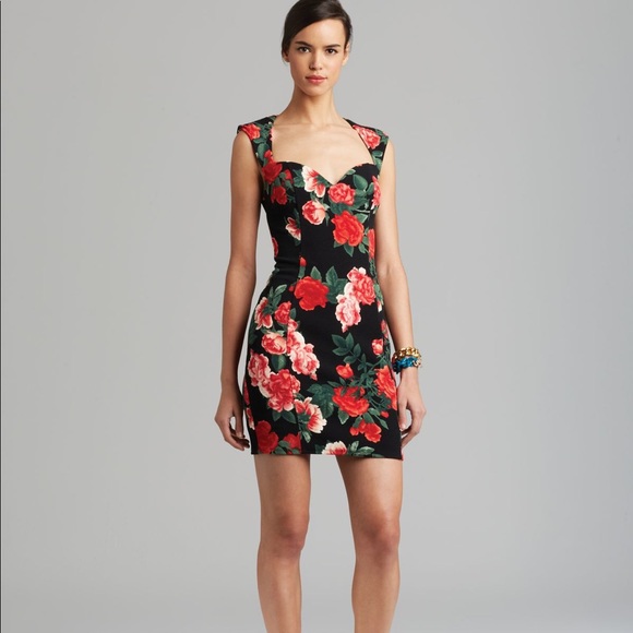 guess red floral dress
